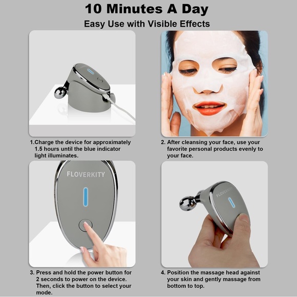 Microcurrent Facial-Roller Wrinkle Removal Anti-Aging Face Lifting, Fine Lines - Picture 5 of 14